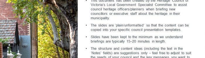 ‘Heritage 101’ Information for Councillors